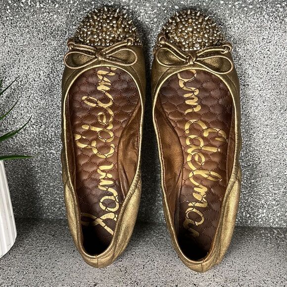 Sam Edelman Beatrix Leather Studded Flats Loafers Shoes Size 5.5 - Picture 2 of 8